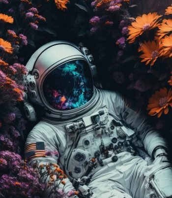 Paveikslas Kosmonautas galaktikos gėlese (JG00000195) - Image 4