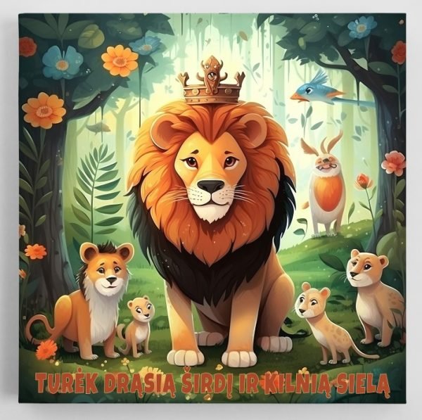 Motyvuojantis Paveikslas vaikams su Liūtu. Turėk Drąsia širdį (JG00001672) - Image 3