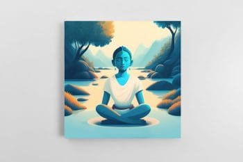 Medituojanti mergina. Iliustracija Jogos ( Yoga ) tematika (JG00000106)