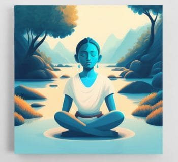 Medituojanti mergina. Iliustracija Jogos ( Yoga ) tematika (JG00000106) - Image 3