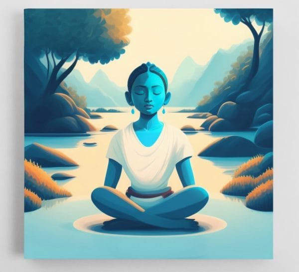 Medituojanti mergina. Iliustracija Jogos ( Yoga ) tematika (JG00000106) - Image 3