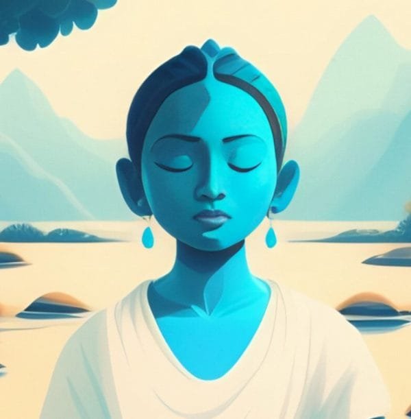 Medituojanti mergina. Iliustracija Jogos ( Yoga ) tematika (JG00000106) - Image 4