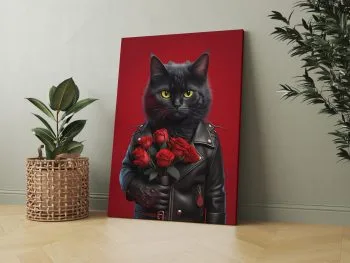 Kietas katinas su gėlėmis - Image 2