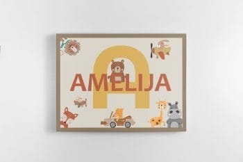 Vardas ir Raidė - Personalizuotas Paveikslas vaikams (JG00001639)