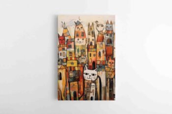 Spalvingas abstraktus katinėlių miestas (JG00002842)