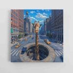 Komiksų stiliaus Žirafa lendanti iš Šulinio (JG00003102)