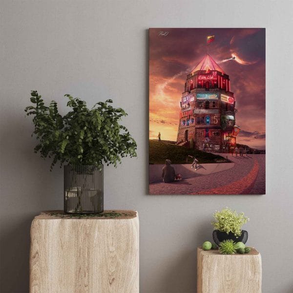 Cyber-Punk-Vilnius-Gedimino pilis 2poul.with.an.o paveikslas