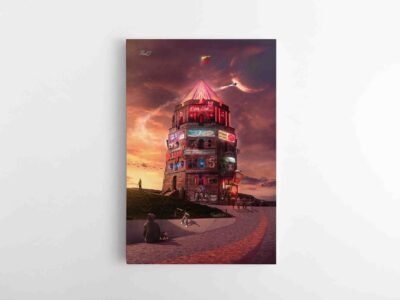 Cyber-Punk-Vilnius-Gedimino pilis poul.with.an.o paveikslas