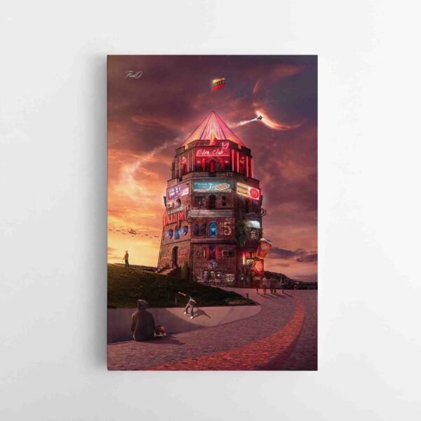 Cyber-Punk-Vilnius-Gedimino pilis poul.with.an.o paveikslas