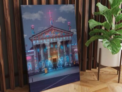 Cyber-Punk-Vilnius- Katedra, Pikachu, Future city poul.with.an.o paveikslas 4