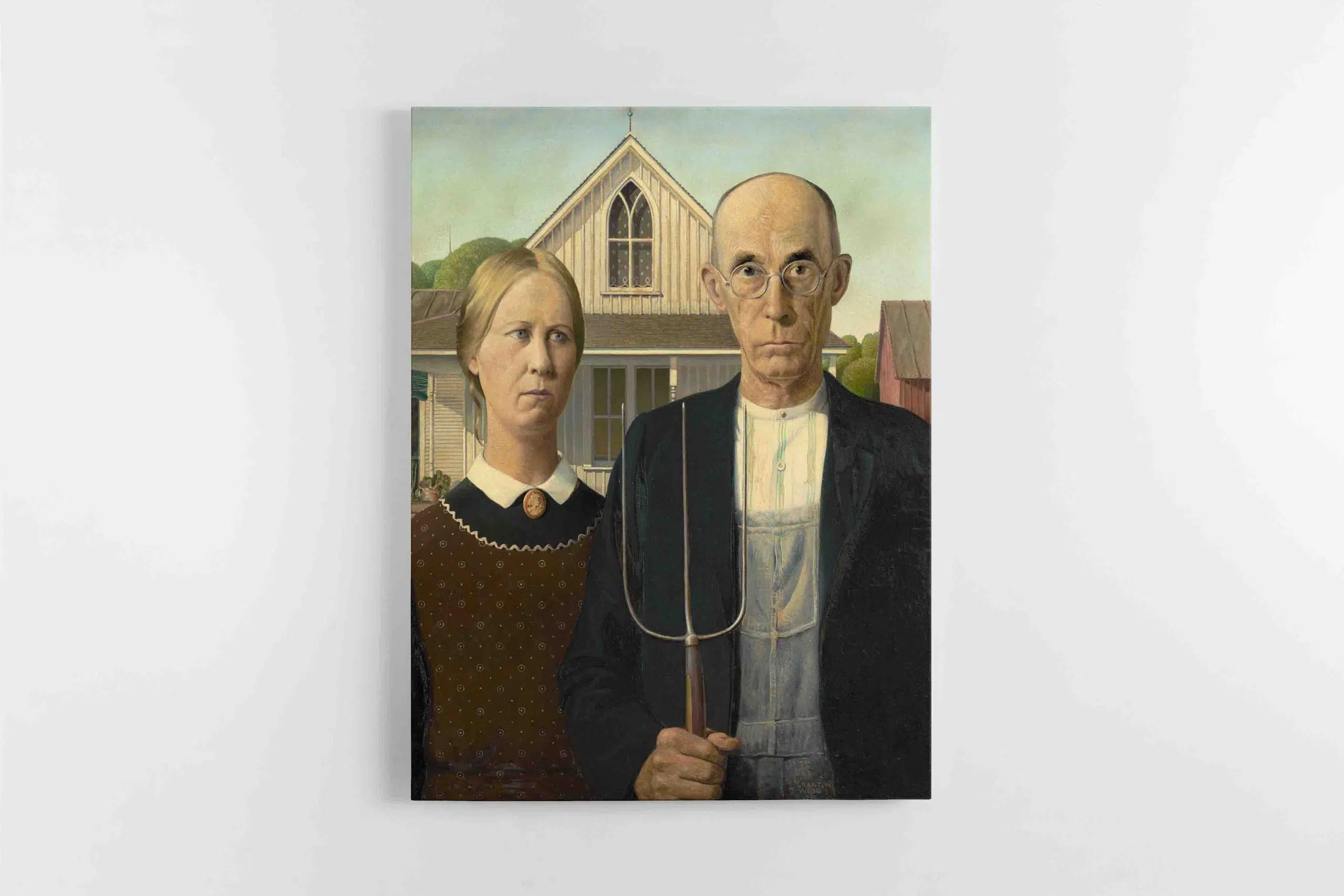 1563 - Grant Wood American Gotich paveikslas Amerikietiska gotika paveikslas