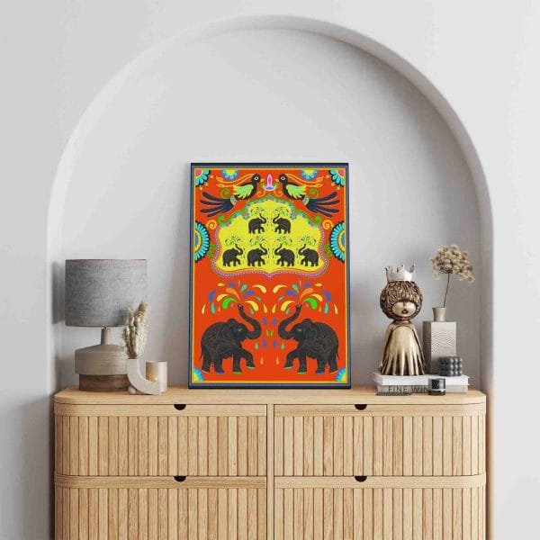 Šokančių 8 Dramblių iliustracija (JG00001588) - Image 2