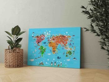Linksmas pasaulio žemėlapis su gyvūnais vaikams (JG00001711) - Image 2