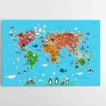 Linksmas pasaulio žemėlapis su gyvūnais vaikams (JG00001711)
