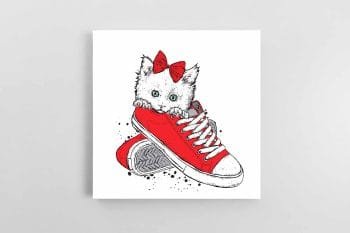 Mielas katinėlis raudonuose sportbačiuose (JG00000322)