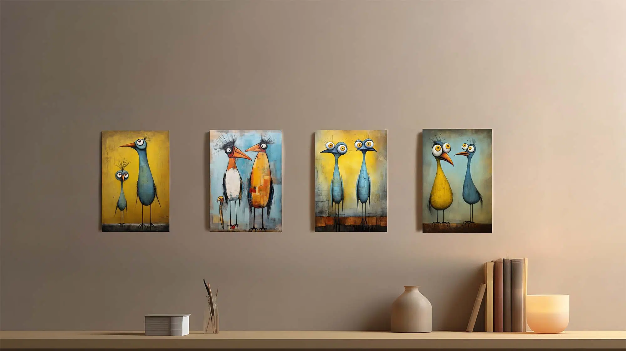 Pauksteliu paveikslai ant drobes