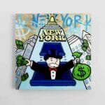 Monopolio paveikslas ant drobes su pinigais