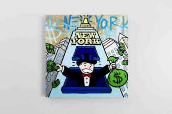 Monopolio paveikslas ant drobes su pinigais