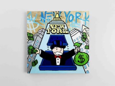 Monopolio paveikslas ant drobes su pinigais